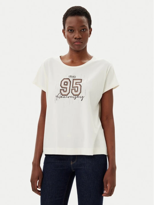 Zdjęcie produktu Liu Jo Sport T-Shirt TA5268 JS005 Écru Regular Fit Kremowy
