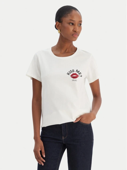 Zdjęcie produktu Liu Jo Sport T-Shirt TF5275 JS923 Écru Regular Fit Kremowy