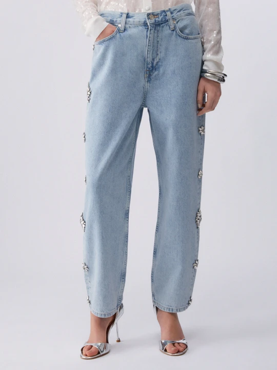 Zdjęcie produktu Liu Jo Straight-fit Jeans With Bejewelled Embellishment Blue Denim