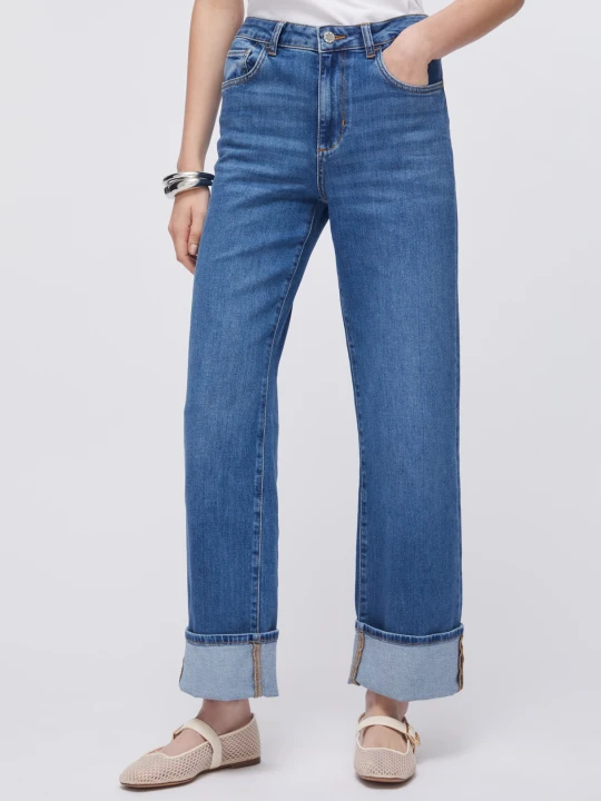 Zdjęcie produktu Liu Jo Straight Jeans With Turn-up Dark Blue Denim