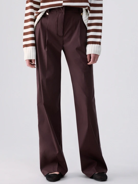 Zdjęcie produktu Liu Jo Straight-leg Poplin Trousers brązowy