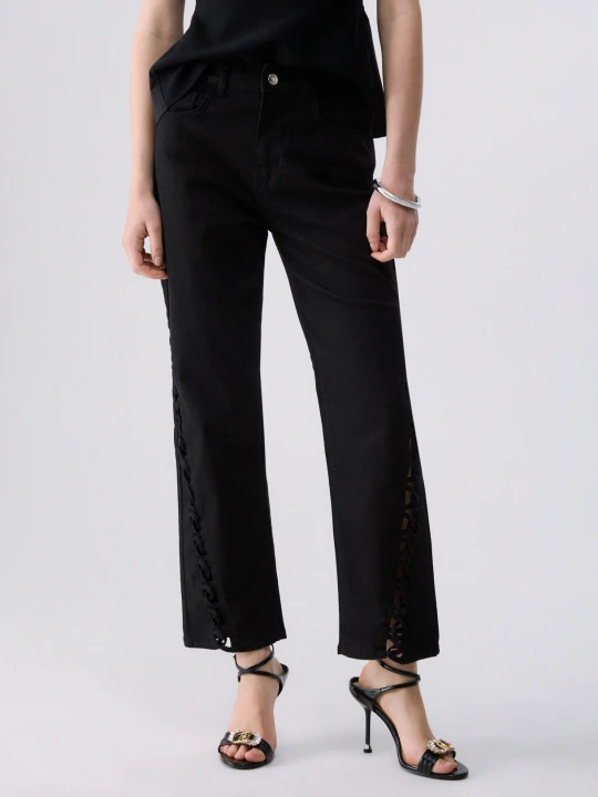 Zdjęcie produktu Liu Jo Straight-leg Trousers With Cut-out Detailing czarny