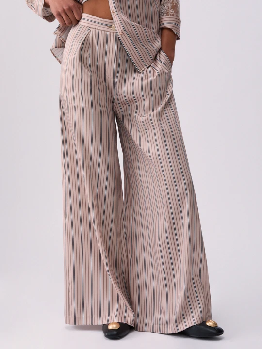 Zdjęcie produktu Liu Jo Striped Palazzo Trousers beżowy
