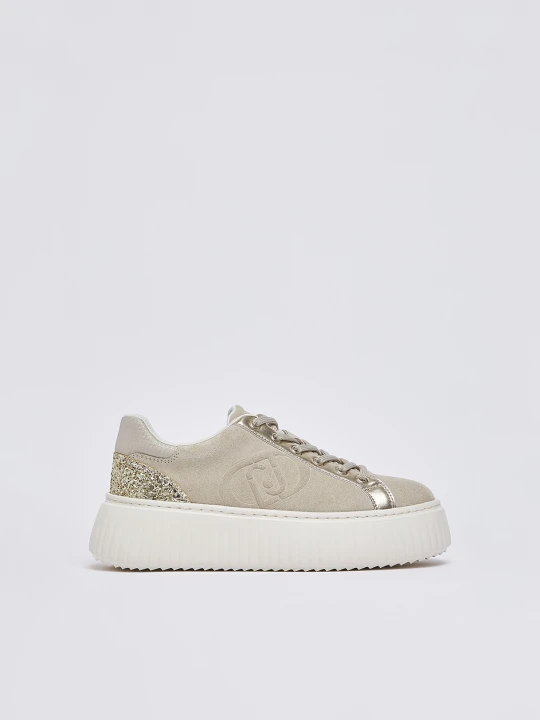 Zdjęcie produktu Liu Jo Suede Sneakers With Maxi-logo beżowy
