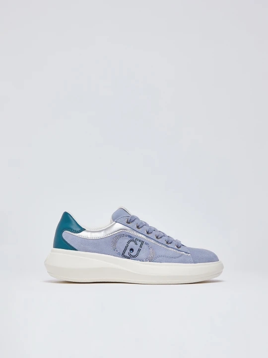 Zdjęcie produktu Liu Jo Suede Sneakers With Rhinestones Light Blue