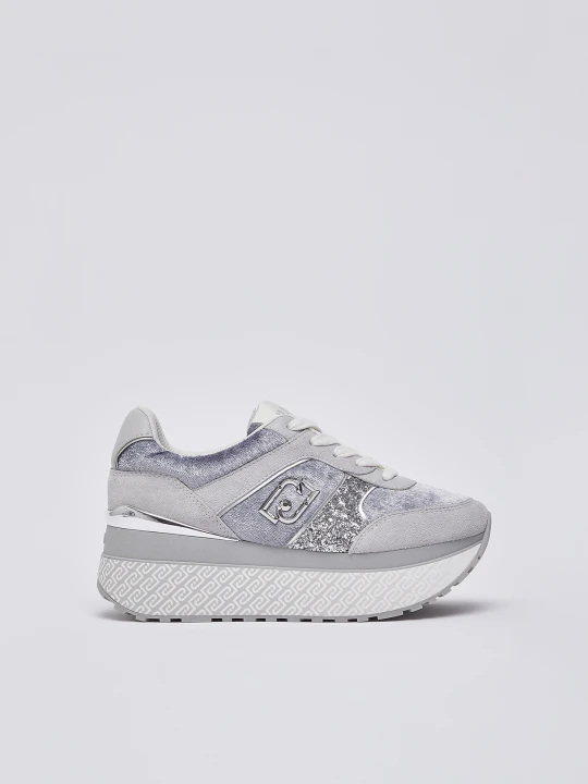 Zdjęcie produktu Liu Jo Super Platform Sneakers With Velvet Effect srebrny