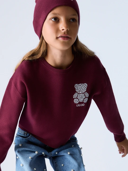 Zdjęcie produktu Liu Jo Sweater With Jewel Embroidery Dark Red