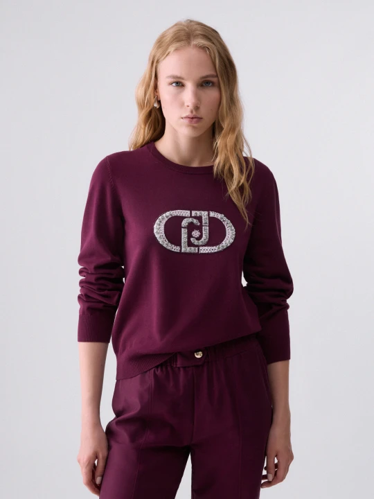 Zdjęcie produktu Liu Jo Sweater With Monogram Logo Aubergine