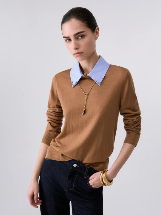 Zdjęcie produktu Liu Jo Sweater With Poplin Detail beżowy