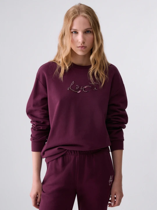 Zdjęcie produktu Liu Jo Sweatshirt With Jewel Embellishments Aubergine