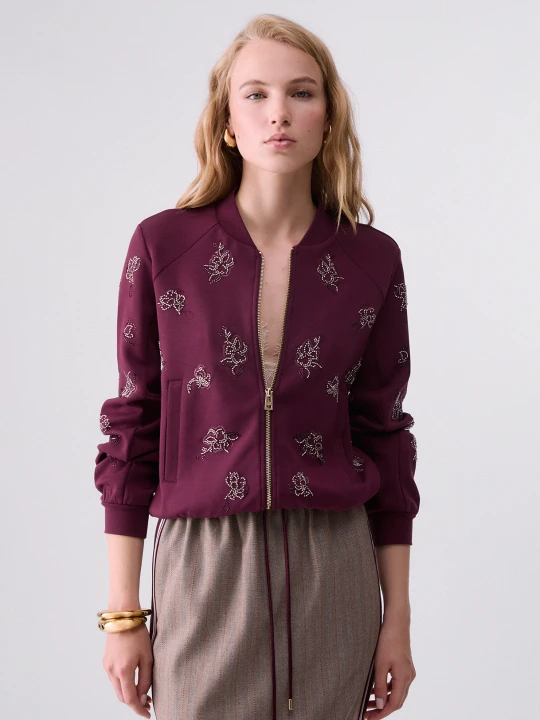 Zdjęcie produktu Liu Jo Sweatshirt With Jewel Embroidery Aubergine
