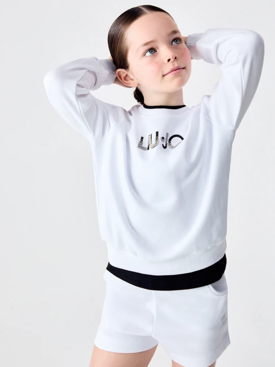 Zdjęcie produktu Liu Jo Sweatshirt With Logo And Gemstones biały
