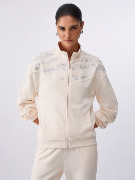 Zdjęcie produktu Liu Jo Sweatshirt With Zip And Appliqués Champagne