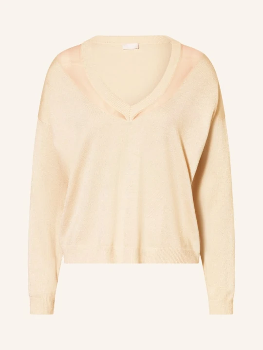 Zdjęcie produktu Liu Jo Sweter Z Błyszczącą Przędzą I Kamieniami Ozdobnymi beige