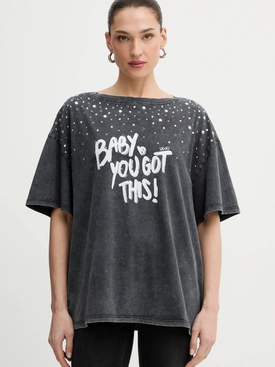 Zdjęcie produktu Liu Jo t-shirt bawełniany szary