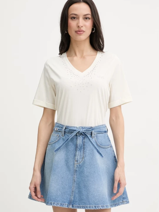 Zdjęcie produktu Liu Jo t-shirt damski bawełniany beżowy