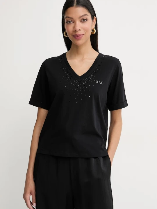 Zdjęcie produktu Liu Jo t-shirt damski bawełniany czarny
