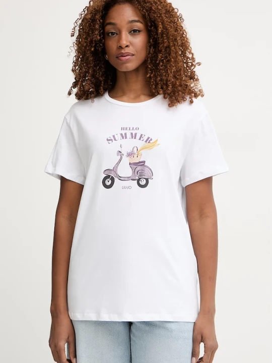 Zdjęcie produktu Liu Jo T-shirt damski bawełniany biały