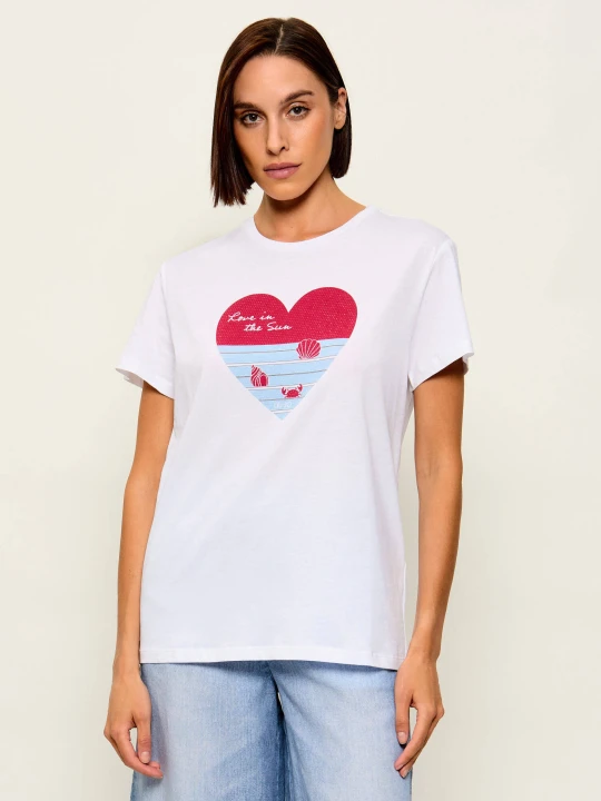 Zdjęcie produktu Liu Jo T-shirt Love in the sun | Regular Fit biały