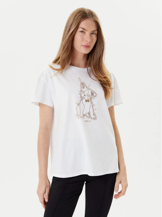Zdjęcie produktu Liu Jo T-Shirt MF5412 JS923 Biały Regular Fit