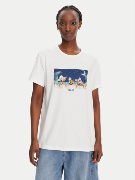 Zdjęcie produktu Liu Jo T-Shirt WA5260 JS003 M9445 Biały Regular Fit