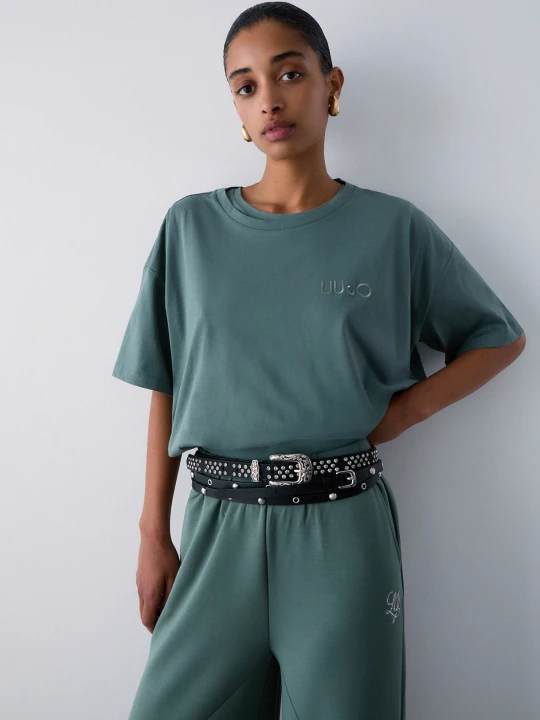 Zdjęcie produktu Liu Jo T-shirt With Embroidered Logo Khaki Green