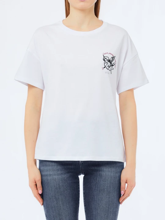 Zdjęcie produktu Liu Jo T-shirt With Embroidery And Rhinestones biały