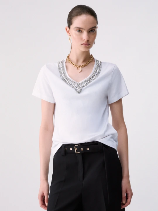 Zdjęcie produktu Liu Jo T-shirt With Jewel Details biały