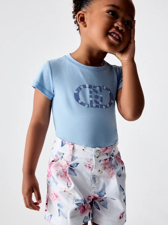 Zdjęcie produktu Liu Jo T-shirt With Jewel Embroidery Light Blue