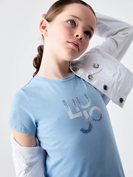 Zdjęcie produktu Liu Jo T-shirt With Logo And Gemstones Light Blue