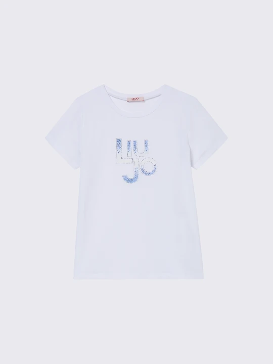Zdjęcie produktu Liu Jo T-shirt With Logo And Gemstones biały