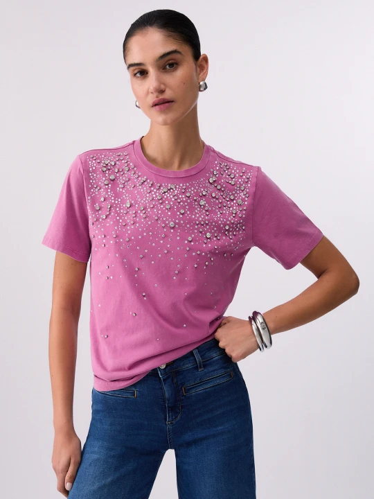 Zdjęcie produktu Liu Jo T-shirt With Precious Stones różowy