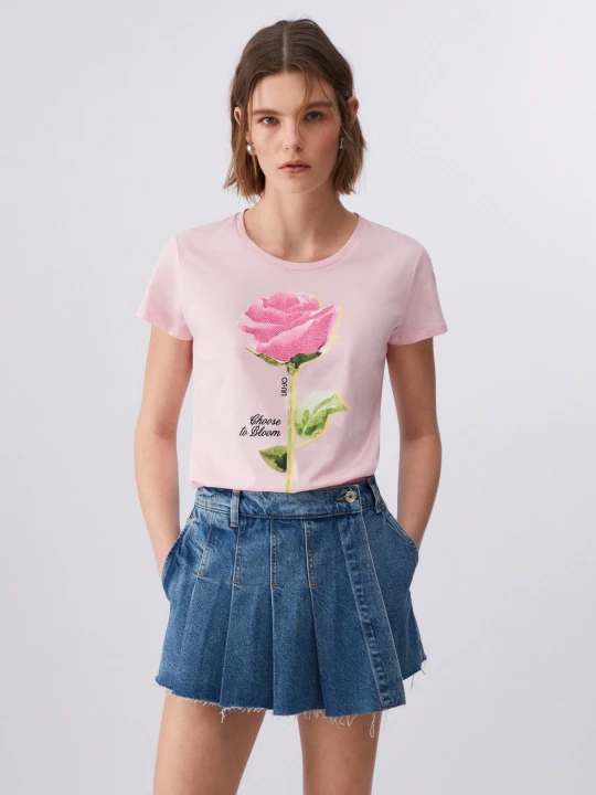 Zdjęcie produktu Liu Jo T-shirt With Print And Appliqués różowy