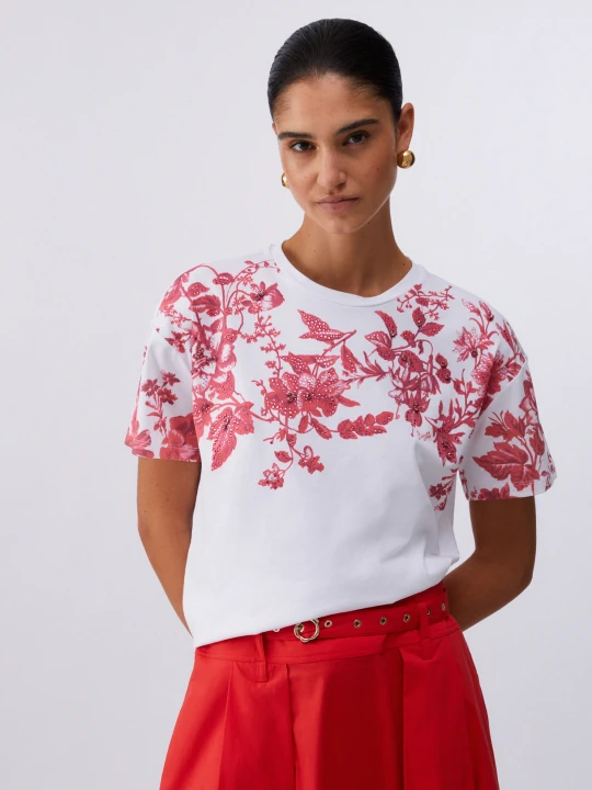 Zdjęcie produktu Liu Jo T-shirt With Print And Embroidery czerwony