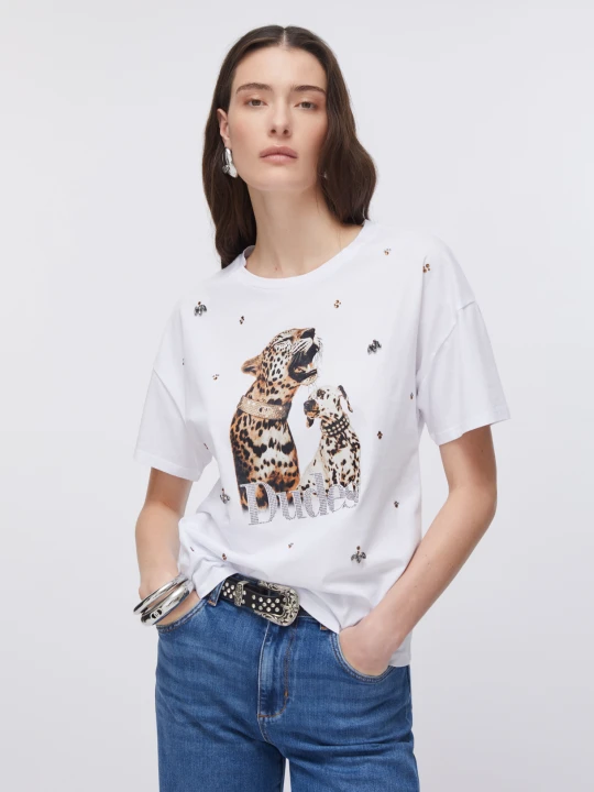 Zdjęcie produktu Liu Jo T-shirt With Print And Jewel Embroidery