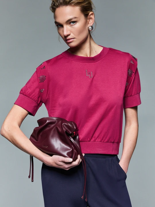Zdjęcie produktu Liu Jo T-shirt With Rhinestones czerwony