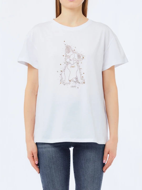 Zdjęcie produktu Liu Jo T-shirt With Rhinestones biały