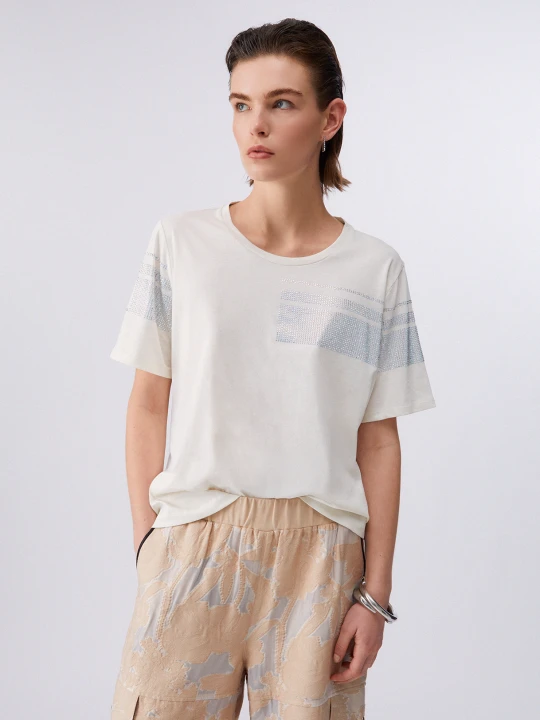 Zdjęcie produktu Liu Jo T-shirt With Rhinestones biały