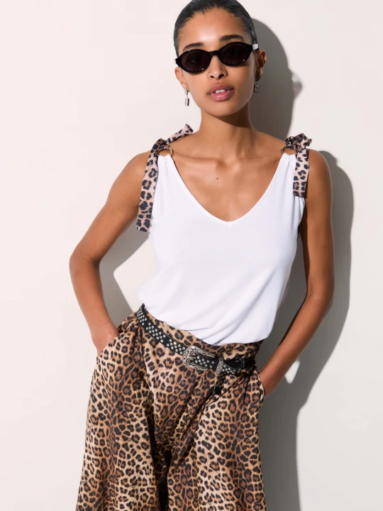 Zdjęcie produktu Liu Jo Top With Animal-print Bows biały