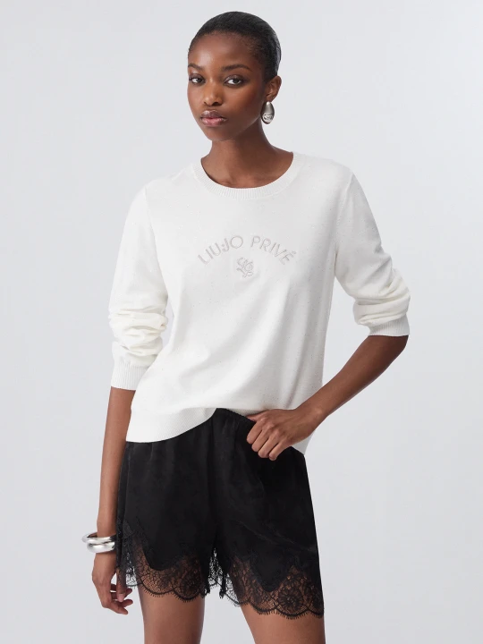 Zdjęcie produktu Liu Jo Knit With Micro Sequins White Wool