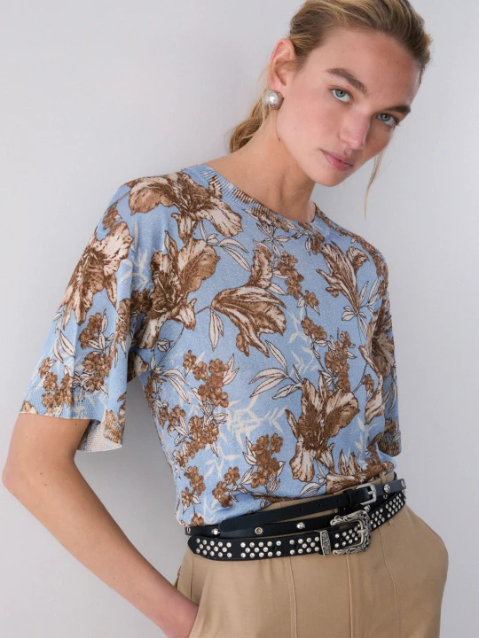 Zdjęcie produktu Liu Jo Top With Print Floral Light Blue