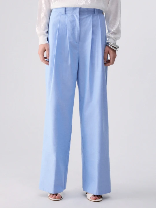 Zdjęcie produktu Liu Jo Trousers With Gingham Turn-ups Light Blue