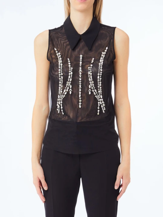 Zdjęcie produktu Liu Jo Tulle Top With Gemstones czarny