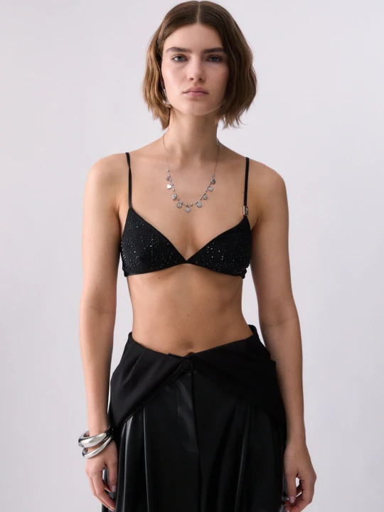 Zdjęcie produktu Liu Jo Tulle Top With Jewel Embroidery czarny
