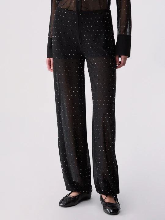 Zdjęcie produktu Liu Jo Tulle Trousers With Jewel Embroidery czarny