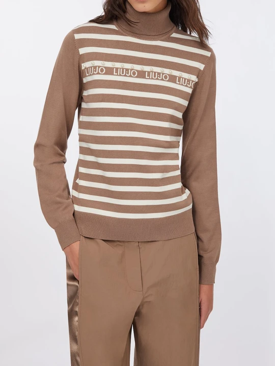 Zdjęcie produktu Liu Jo Turtleneck Sweater Striped Chocolate
