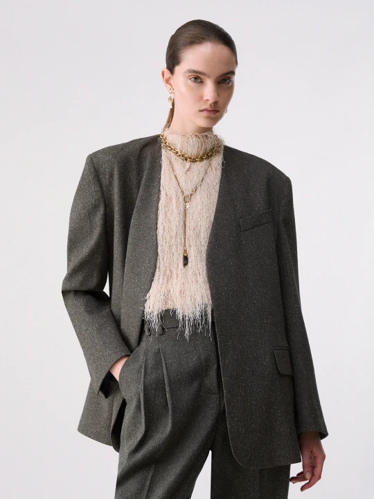 Zdjęcie produktu Liu Jo Tweed Jacket With Belt Dark Green