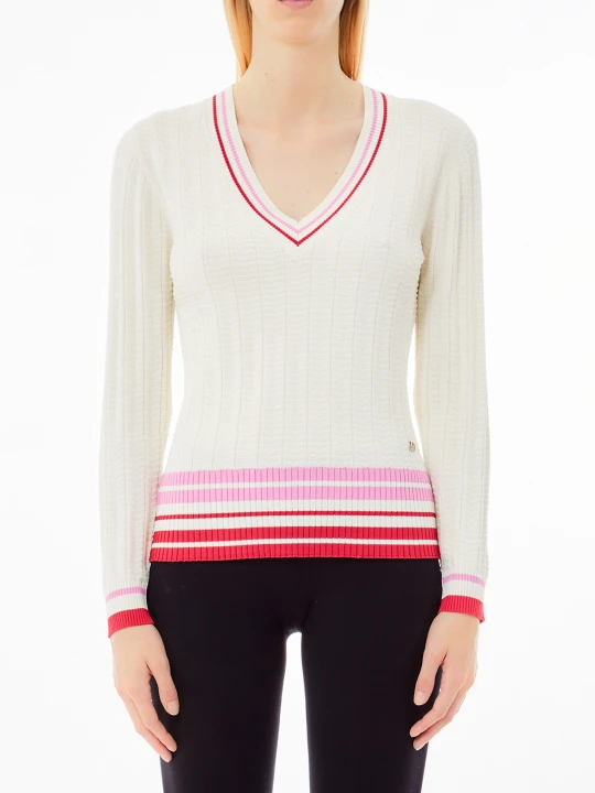 Zdjęcie produktu Liu Jo V-neck Sweater biały