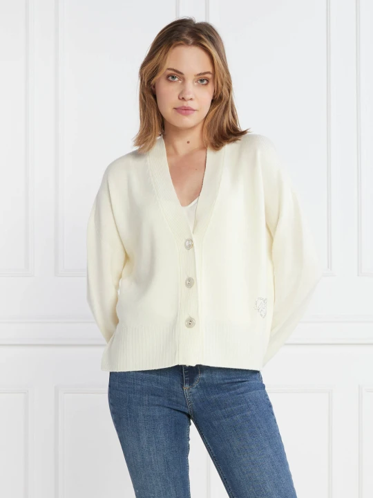 Zdjęcie produktu Liu Jo Wełniany kardigan | Cropped Fit biały
