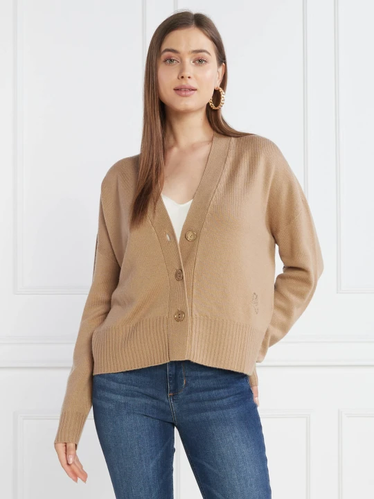 Zdjęcie produktu Liu Jo Wełniany kardigan | Cropped Fit brązowy